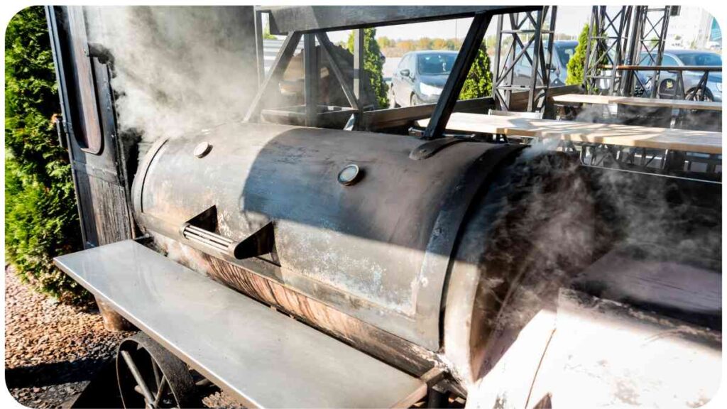 a bbq grill with smoke coming out of it