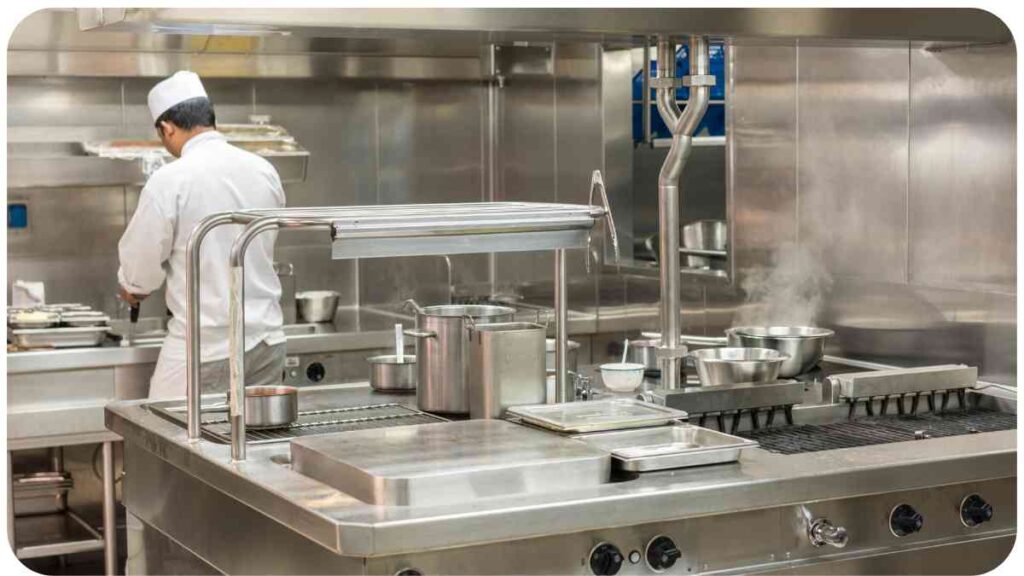 a person working in a commercial kitchen